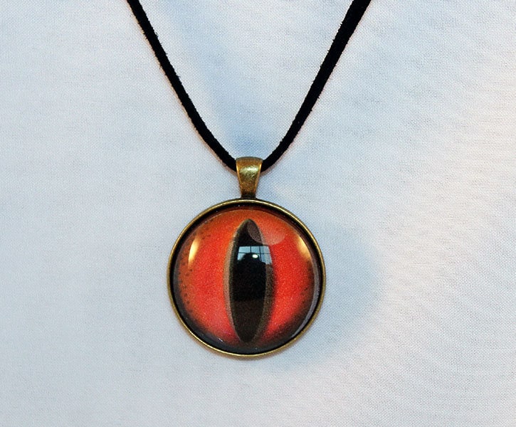 Large Red Handcrafted Glass Dragon Eye Necklace - 13-004B